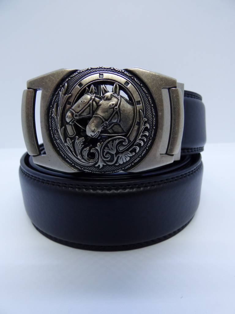 Boucle De Ceinture Métal Noir Motif Chevaux – Style Western, Taille Unique Homme